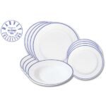 Kitchen Essential Dinnerware Set - 12 piece -White & Blue | Fred Harvey Blue Chain