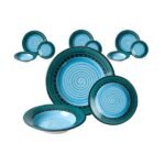 Kitchen Essential Dinnerware Set - 12 piece - Blue & Green | Carousel Pattern