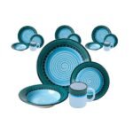 Kitchen Essential Dinnerware Set - 16 piece - Blue & Green | Carousel Pattern