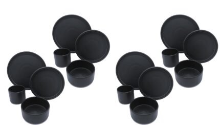 Kitchen Essential American Modern Dinnerware Set - 16 piece - Matte Black