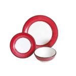 Kitchen Essential Dinnerware Set - 3 piece -White & Red | Spree Pattern