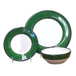 Kitchen Essential Dinnerware Set - 3 piece - White & Green | Holiday Spree Pattern