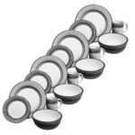 Kitchen Essential Dinnerware Set - 16 piece - White & Black | Tuxedo