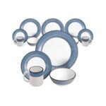 Kitchen Essential Dinnerware Set - 16 piece -White & Blue | Spree Pattern