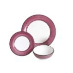 Kitchen Essential Dinnerware Set - 3 piece -White & Purple | Spree Pattern