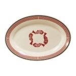 Kitchen Essential Oval Serving Platter - Mimbreno Four Fish Maroon & White