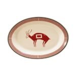 Kitchen Essential Oval Serving Platter - Mimbreno Deer Maroon & White