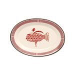Kitchen Essential Oval Serving Platter - Mimbreno Turkey Maroon & White